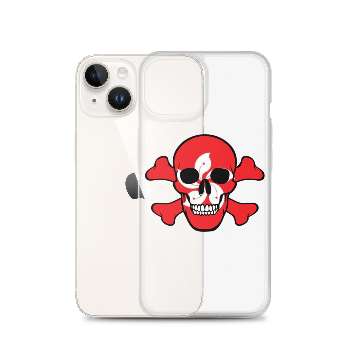 Clear Case for iPhone® with the Flag of Hong Kong in a Skull and Crossbones design!