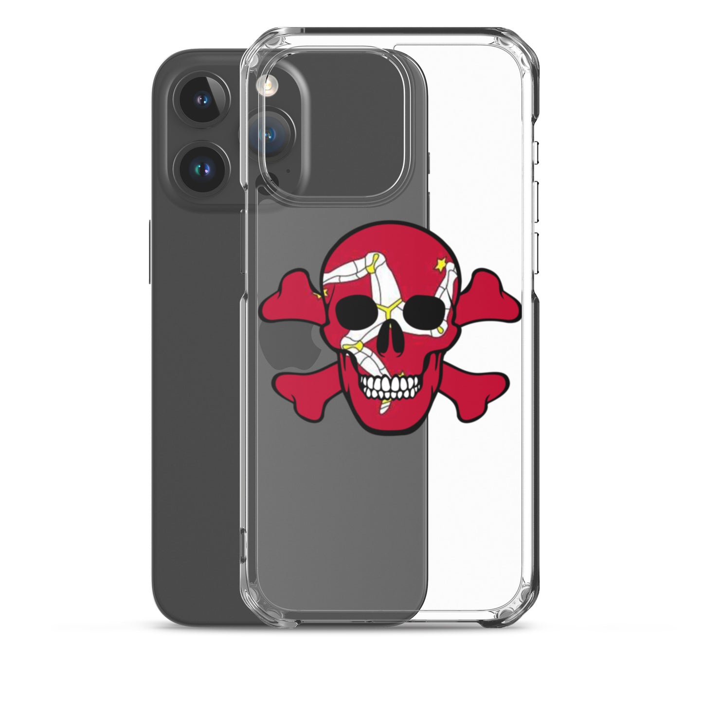 Clear Case for iPhone® with the Isle of Man Flag in a Skull and Crossbones design!
