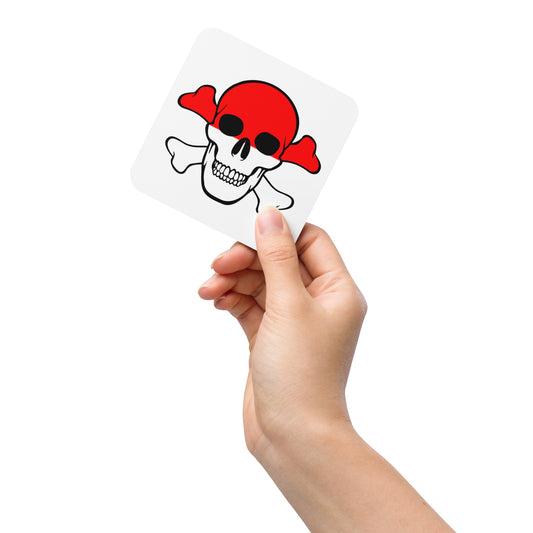Cork-back coaster with the Flag of Indonesia in a Skull and Crossbones design!