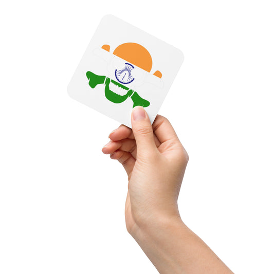 Cork-back coaster with the Flag of India in a Skull and Crossbones design!