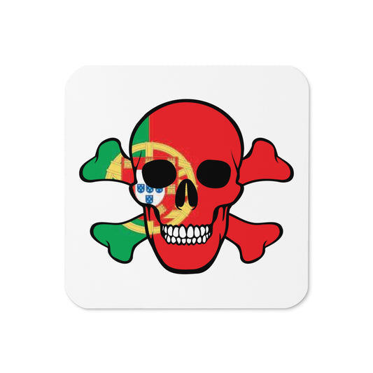 Cork-back coaster with the Flag of Portugal in a Skull and Crossbones design!