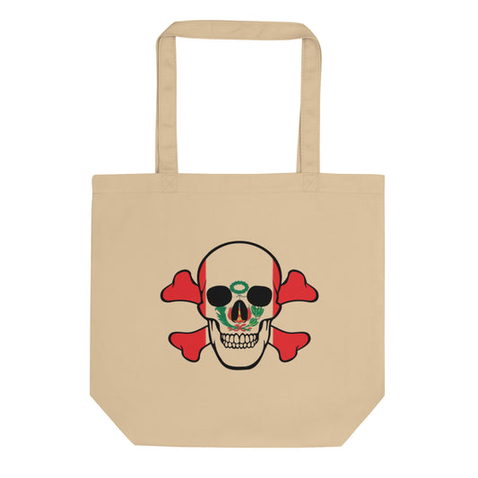 Eco Tote Bag with the Flag of Peru in a Skull and Crossbones design!