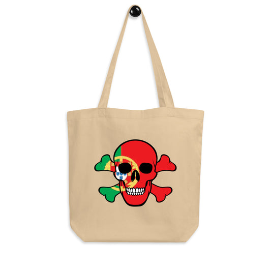 Eco Tote Bag with the Flag of Portugal in a Skull and Crossbones design!