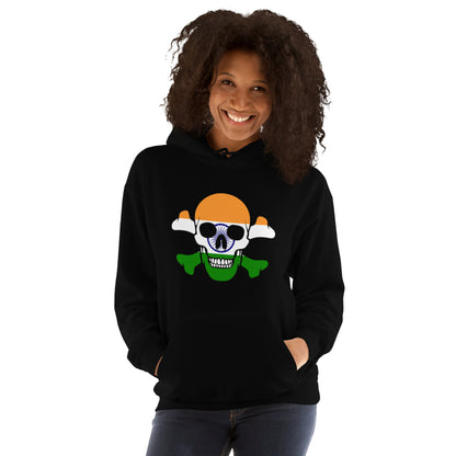 Unisex Hoodie with the Flag of India in a Skull and Crossbones design!