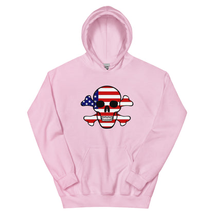 Unisex Hoodie With the Flag of the United States in a Skull and Crossbones design