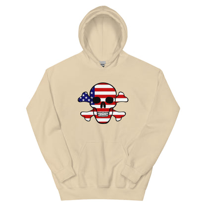 Unisex Hoodie With the Flag of the United States in a Skull and Crossbones design