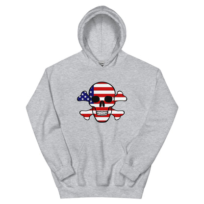 Unisex Hoodie With the Flag of the United States in a Skull and Crossbones design